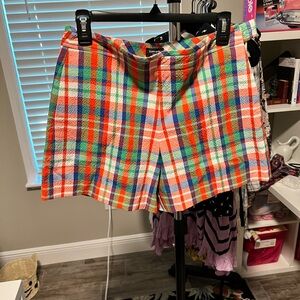 kate spade Multicolor Plaid Bermuda Shorts — Orange, Green, Blue, White